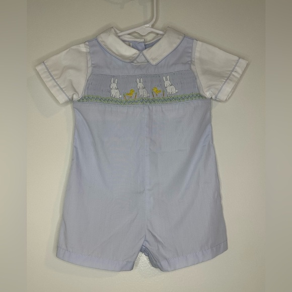 Petit Ami Baby Boys Smocked Shortall Size 3mo - Picture 2 of 6
